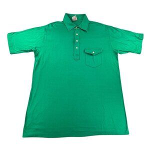 Vtg Country Cottons By Cross Creek Green Polo Shirt 100% Cotton Made In USA XL